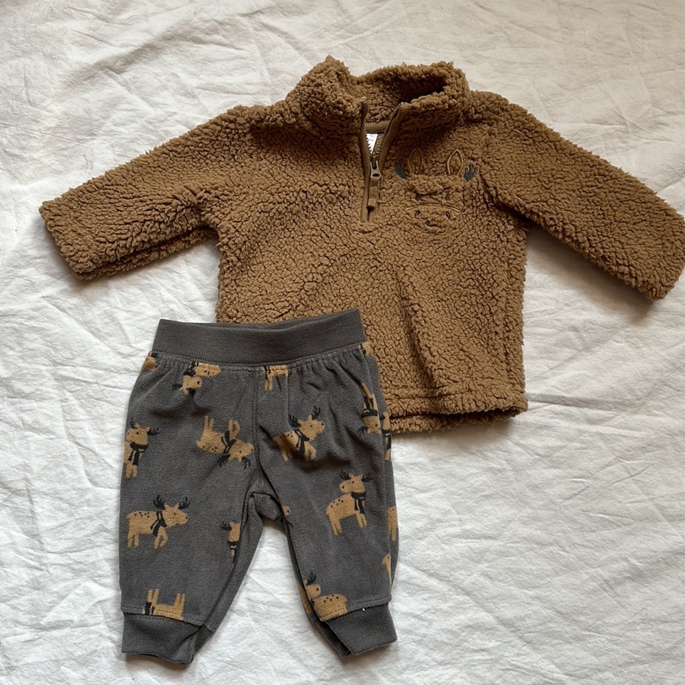 Cozy Reindeer and Bear Outfits - 3 months